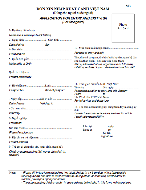 Vietnam Visa Application Form 2023 Printable Forms Free Online